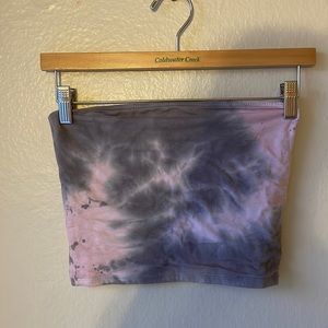 Purple and pink tie dyed tube top
